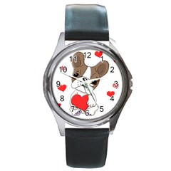 Animation Dog Cute Animate Comic Round Metal Watch