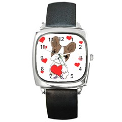 Animation Dog Cute Animate Comic Square Metal Watch