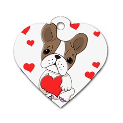 Animation Dog Cute Animate Comic Dog Tag Heart (Two Sides)