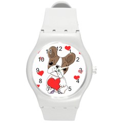 Animation Dog Cute Animate Comic Round Plastic Sport Watch (M)