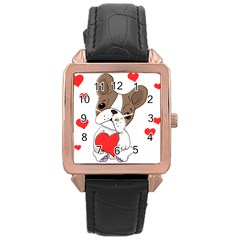 Animation Dog Cute Animate Comic Rose Gold Leather Watch 