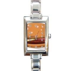 Hamburger Cheeseburger Burger Lunch Rectangle Italian Charm Watch by Sudhe