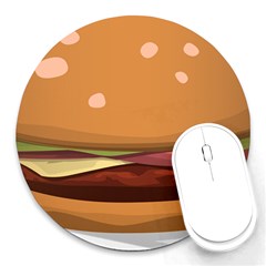 Hamburger Cheeseburger Burger Lunch Round Mousepads by Sudhe