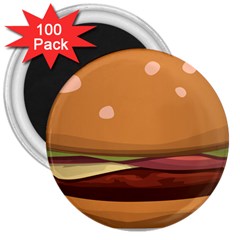 Hamburger Cheeseburger Burger Lunch 3  Magnets (100 Pack) by Sudhe