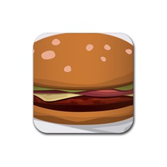 Hamburger Cheeseburger Burger Lunch Rubber Coaster (square)  by Sudhe