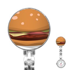 Hamburger Cheeseburger Burger Lunch Stainless Steel Nurses Watch by Sudhe