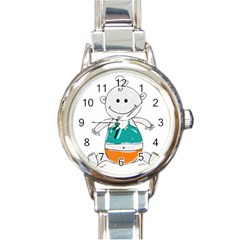 Baby Cute Child Birth Happy Round Italian Charm Watch by Sudhe