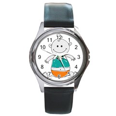 Baby Cute Child Birth Happy Round Metal Watch by Sudhe