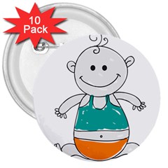 Baby Cute Child Birth Happy 3  Buttons (10 Pack)  by Sudhe