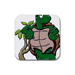 Amphibian Animal Cartoon Reptile Rubber Coaster (square)  by Sudhe