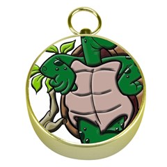 Amphibian Animal Cartoon Reptile Gold Compasses by Sudhe