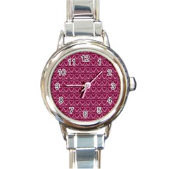 Heart Shaped Print Design Round Italian Charm Watch by dflcprintsclothing