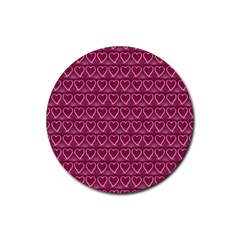 Heart Shaped Print Design Rubber Round Coaster (4 Pack)  by dflcprintsclothing