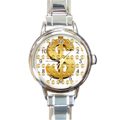 Dollar Money Gold Finance Sign Round Italian Charm Watch by Mariart