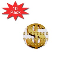 Dollar Money Gold Finance Sign 1  Mini Buttons (10 Pack)  by Mariart