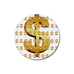 Dollar Money Gold Finance Sign Rubber Coaster (round)  by Mariart