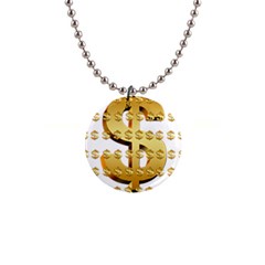 Dollar Money Gold Finance Sign 1  Button Necklace