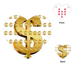 Dollar Money Gold Finance Sign Playing Cards (heart) by Mariart