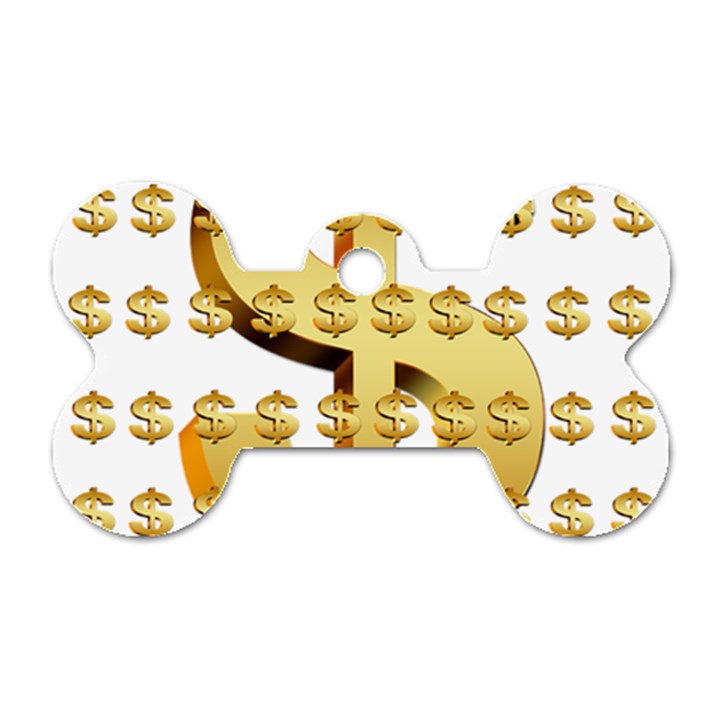 Dollar Money Gold Finance Sign Dog Tag Bone (Two Sides)