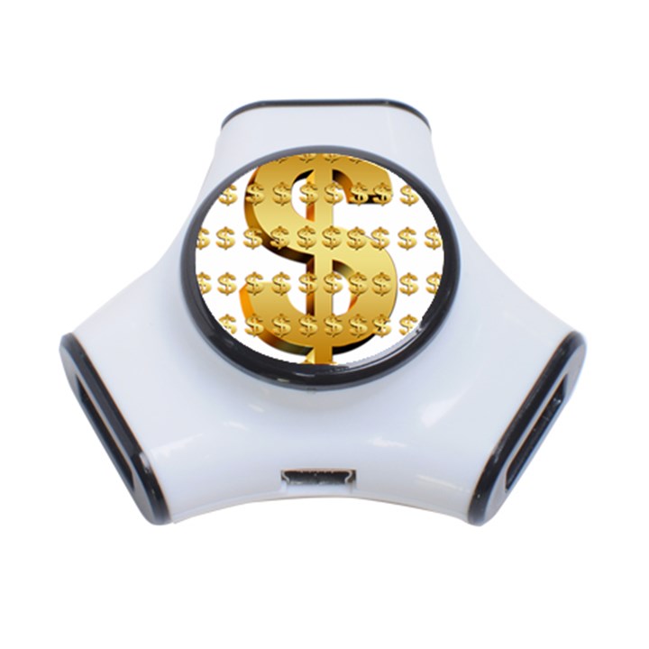 Dollar Money Gold Finance Sign 3-Port USB Hub