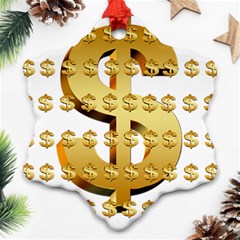 Dollar Money Gold Finance Sign Snowflake Ornament (two Sides) by Mariart