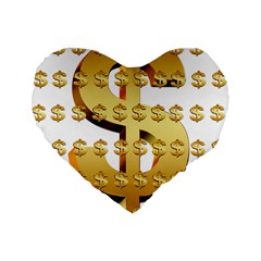 Dollar Money Gold Finance Sign Standard 16  Premium Heart Shape Cushions by Mariart