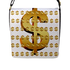 Dollar Money Gold Finance Sign Flap Closure Messenger Bag (l) by Mariart