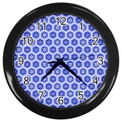 Hexagonal Pattern Unidirectional Blue Wall Clock (black) by Mariart