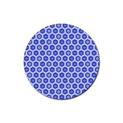 Hexagonal Pattern Unidirectional Blue Rubber Round Coaster (4 Pack)  by Mariart