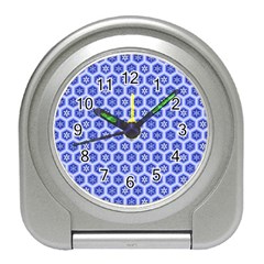 Hexagonal Pattern Unidirectional Blue Travel Alarm Clock by Mariart