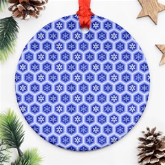 Hexagonal Pattern Unidirectional Blue Round Ornament (two Sides) by Mariart