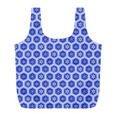 Hexagonal Pattern Unidirectional Blue Full Print Recycle Bag (l) by Mariart