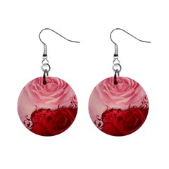 Elegant Floral Design, Wonderful Roses Mini Button Earrings by FantasyWorld7