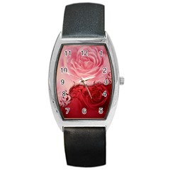 Elegant Floral Design, Wonderful Roses Barrel Style Metal Watch by FantasyWorld7