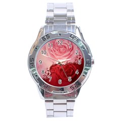 Elegant Floral Design, Wonderful Roses Stainless Steel Analogue Watch by FantasyWorld7