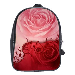 Elegant Floral Design, Wonderful Roses School Bag (xl) by FantasyWorld7