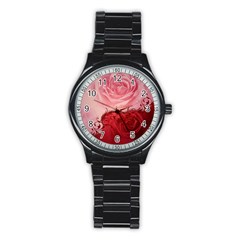 Elegant Floral Design, Wonderful Roses Stainless Steel Round Watch by FantasyWorld7