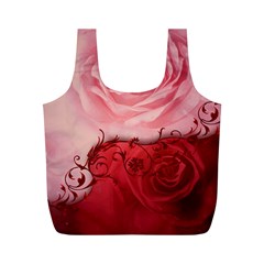 Elegant Floral Design, Wonderful Roses Full Print Recycle Bag (m) by FantasyWorld7