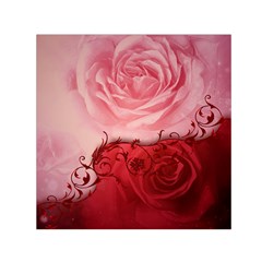 Elegant Floral Design, Wonderful Roses Small Satin Scarf (square) by FantasyWorld7