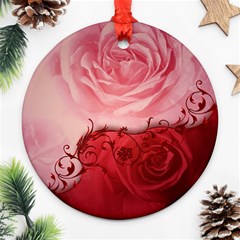 Elegant Floral Design, Wonderful Roses Ornament (round) by FantasyWorld7