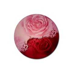 Elegant Floral Design, Wonderful Roses Rubber Coaster (round)  by FantasyWorld7