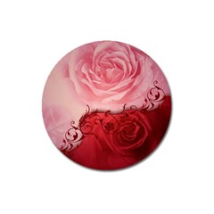 Elegant Floral Design, Wonderful Roses Magnet 3  (round) by FantasyWorld7