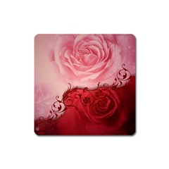 Elegant Floral Design, Wonderful Roses Square Magnet by FantasyWorld7