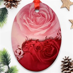 Elegant Floral Design, Wonderful Roses Oval Ornament (two Sides) by FantasyWorld7