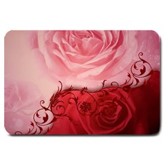 Elegant Floral Design, Wonderful Roses Large Doormat  by FantasyWorld7