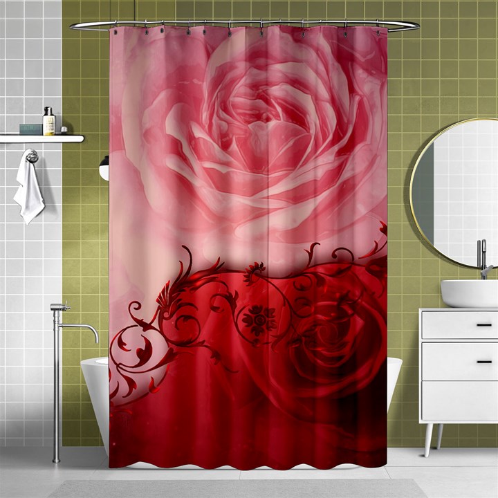 Elegant Floral Design, Wonderful Roses Shower Curtain 48  x 72  (Small) 