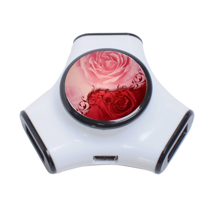 Elegant Floral Design, Wonderful Roses 3-Port USB Hub