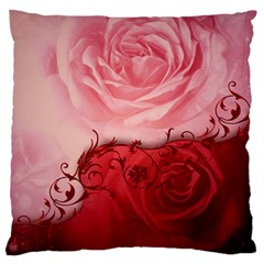 Elegant Floral Design, Wonderful Roses Large Cushion Case (two Sides) by FantasyWorld7