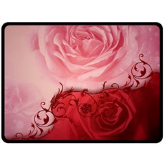 Elegant Floral Design, Wonderful Roses Double Sided Fleece Blanket (large)  by FantasyWorld7