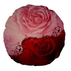 Elegant Floral Design, Wonderful Roses Large 18  Premium Flano Round Cushions by FantasyWorld7